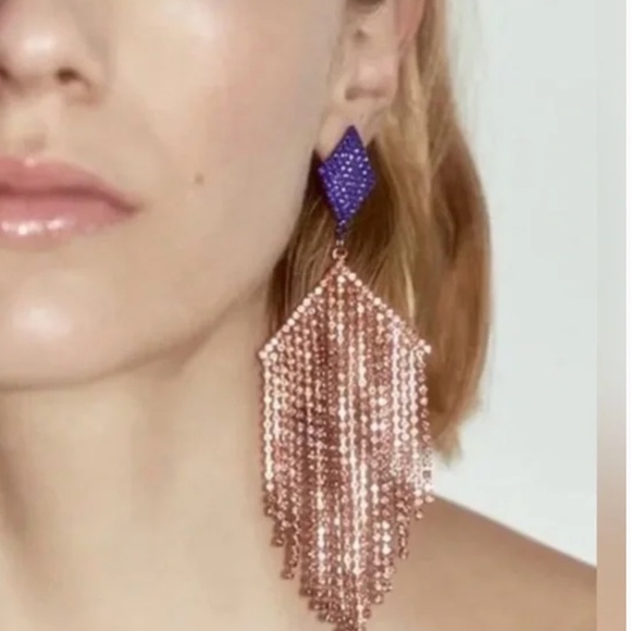 Zara Jewelry - ZARA PURPLE AND ORANGE CRUSH STATEMENT EARRINGS-NWT